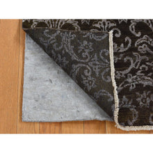 Load image into Gallery viewer, 2&#39;4&quot;x9&#39;8&quot; Pullman Green, Abarasque Motif Tone On Tone Design, Wool And Silk, Handmade, Runner Oriental Rug FWR523566
