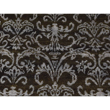 Load image into Gallery viewer, 2&#39;4&quot;x9&#39;8&quot; Pullman Green, Abarasque Motif Tone On Tone Design, Wool And Silk, Handmade, Runner Oriental Rug FWR523566