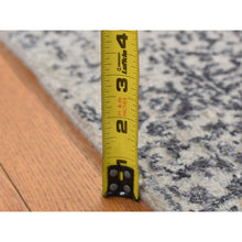 Load image into Gallery viewer, 2&#39;5&quot;x10&#39;1&quot; Nickel Gray, Fine Jacquard Hand Loomed, Erased Design, Wool And Silk, Runner Oriental Rug FWR523626