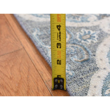 Load image into Gallery viewer, 2&#39;7&quot;x9&#39;10&quot; Ash Gray, Mughal Inspired Rosette Design, Silk With Textured Wool, Hand Knotted, Runner Oriental Rug FWR523656