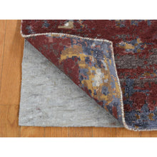 Load image into Gallery viewer, 2&#39;6&quot;x10&#39; Thunder Gray, Modern Abstract Design, Wool And Silk, Hi-low Pile, Hand Knotted, Runner Oriental Rug FWR523662