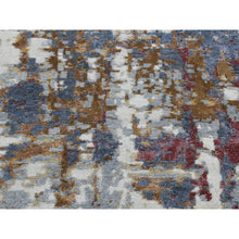 Load image into Gallery viewer, 2&#39;6&quot;x10&#39; Thunder Gray, Modern Abstract Design, Wool And Silk, Hi-low Pile, Hand Knotted, Runner Oriental Rug FWR523662