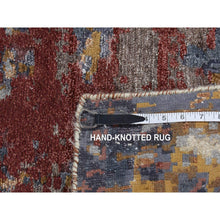 Load image into Gallery viewer, 2&#39;6&quot;x10&#39; Thunder Gray, Modern Abstract Design, Wool And Silk, Hi-low Pile, Hand Knotted, Runner Oriental Rug FWR523662