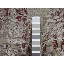 Load image into Gallery viewer, 2&#39;6&quot;x9&#39;10&quot; Battleship Gray, Broken And Erased Tulip Design, Silk With Textured Wool, Hand Knotted, Runner Oriental Rug FWR523698