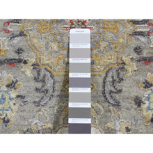 Load image into Gallery viewer, 2&#39;6&quot;x10&#39; Medium Gray, The Sunset Rosettes, Pure Silk And Wool, Hand Knotted, Runner Oriental Rug FWR523710
