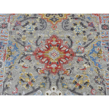Load image into Gallery viewer, 2&#39;6&quot;x10&#39; Medium Gray, The Sunset Rosettes, Pure Silk And Wool, Hand Knotted, Runner Oriental Rug FWR523710