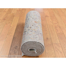 Load image into Gallery viewer, 2&#39;6&quot;x10&#39; Medium Gray, The Sunset Rosettes, Pure Silk And Wool, Hand Knotted, Runner Oriental Rug FWR523710