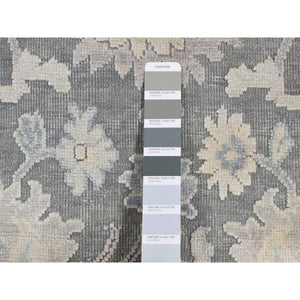 2'6"x10'2" Ash Gray, Oushak Influence, Silk With Textured Wool, Hand Knotted, Runner Oriental Rug FWR523722