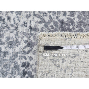 2'7"x7'10" Gainsboro Gray, Hand Knotted, Broken And Erased Persian Design, Wool And Pure Silk, Runner Oriental Rug FWR523746