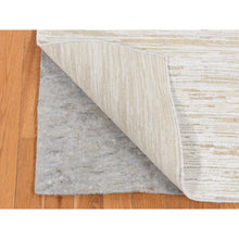 Load image into Gallery viewer, 2&#39;5&quot;x8&#39;3&quot; Ivory, Silk With Textured Wool, Tone On Tone, Striae Design, Hi-lo Pile, Hand Knotted, Runner Oriental Rug FWR523758