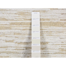 Load image into Gallery viewer, 2&#39;5&quot;x8&#39;3&quot; Ivory, Silk With Textured Wool, Tone On Tone, Striae Design, Hi-lo Pile, Hand Knotted, Runner Oriental Rug FWR523758