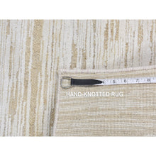 Load image into Gallery viewer, 2&#39;5&quot;x8&#39;3&quot; Ivory, Silk With Textured Wool, Tone On Tone, Striae Design, Hi-lo Pile, Hand Knotted, Runner Oriental Rug FWR523758