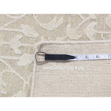 Load image into Gallery viewer, 2&#39;6&quot;x11&#39;8&quot; Ivory, Hand Knotted, Tone On Tone, Pure Silk With Textured Wool, Runner Oriental Rug FWR523776
