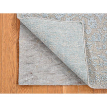 Load image into Gallery viewer, 2&#39;6&quot;x12&#39;1&quot; Powder Blue, Tone On Tone Persian Tree Design, Jacquard, Hand Loomed, Wool And Art Silk, Runner Oriental Rug FWR523782