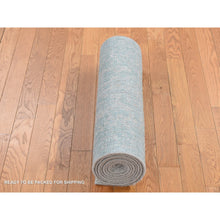 Load image into Gallery viewer, 2&#39;6&quot;x12&#39;1&quot; Powder Blue, Tone On Tone Persian Tree Design, Jacquard, Hand Loomed, Wool And Art Silk, Runner Oriental Rug FWR523782