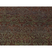 Load image into Gallery viewer, 2&#39;5&quot;x11&#39;4&quot; Bitter Chocolate Brown, Abarasque Design, Nepali Tone On Tone, Wool And Silk, Hand Knotted, Runner Oriental Rug FWR523806