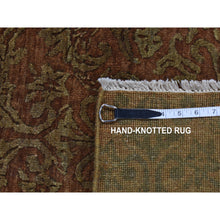 Load image into Gallery viewer, 2&#39;5&quot;x11&#39;4&quot; Bitter Chocolate Brown, Abarasque Design, Nepali Tone On Tone, Wool And Silk, Hand Knotted, Runner Oriental Rug FWR523806