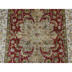2'4"x11'5" Barn Red, Kashan Revival, New Zealand Wool, Hand Knotted, 300 Kpsi, Runner Oriental Rug FWR523830