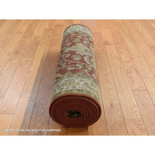 Load image into Gallery viewer, 2&#39;4&quot;x11&#39;5&quot; Barn Red, Kashan Revival, New Zealand Wool, Hand Knotted, 300 Kpsi, Runner Oriental Rug FWR523830