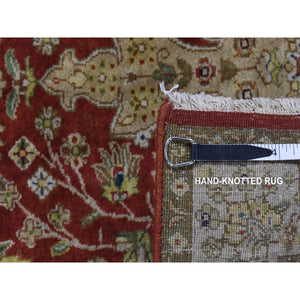 2'4"x11'5" Barn Red, Kashan Revival, New Zealand Wool, Hand Knotted, 300 Kpsi, Runner Oriental Rug FWR523830