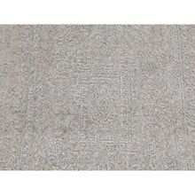 Load image into Gallery viewer, 2&#39;5&quot;x12&#39; Smoke Gray, Fine Jacquard With Erased Design, Hand Loomed, Tone On Tone Light Colours, Wool And Plant Based Silk, Oriental Runner Rug FWR523836