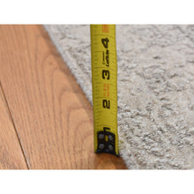 Load image into Gallery viewer, 2&#39;5&quot;x12&#39; Smoke Gray, Fine Jacquard With Erased Design, Hand Loomed, Tone On Tone Light Colours, Wool And Plant Based Silk, Oriental Runner Rug FWR523836