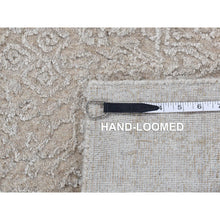 Load image into Gallery viewer, 2&#39;5&quot;x12&#39; Smoke Gray, Fine Jacquard With Erased Design, Hand Loomed, Tone On Tone Light Colours, Wool And Plant Based Silk, Oriental Runner Rug FWR523836