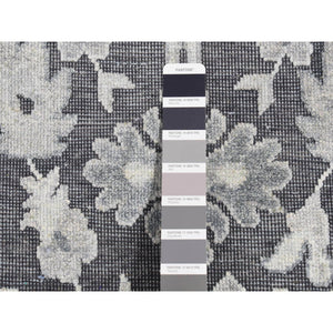 2'6"x11'10" Nevada Gray, Hand Knotted, Oushak Influence, Silk With Textured Wool, Runner Oriental Rug FWR523842