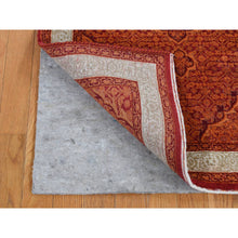 Load image into Gallery viewer, 2&#39;9&quot;x11&#39;10&quot; Pumpkin Orange, Tabriz Mahi, Wool, Dense Weave, Hand Knotted, Runner Oriental Rug FWR523848