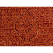 Load image into Gallery viewer, 2&#39;9&quot;x11&#39;10&quot; Pumpkin Orange, Tabriz Mahi, Wool, Dense Weave, Hand Knotted, Runner Oriental Rug FWR523848