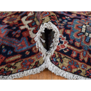 9'4"x12'10" Barn Red, Antique Persian Heriz With Small Geometric Flower Center Medallion, Hand Knotted, Pure Wool, Clean With Sides And Ends Professionally Secured, Good Condition, Oriental Rug FWR523860
