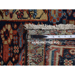 9'4"x12'10" Barn Red, Antique Persian Heriz With Small Geometric Flower Center Medallion, Hand Knotted, Pure Wool, Clean With Sides And Ends Professionally Secured, Good Condition, Oriental Rug FWR523860