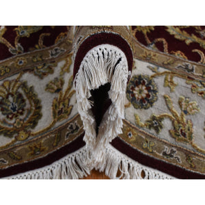 5'1"x7'1" Burgundy Red, Rajasthan Design, Half Wool and Half Silk, Hand Knotted, Oriental Rug FWR523920