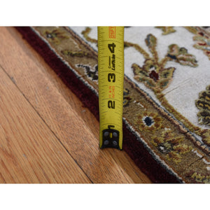 5'1"x7'1" Burgundy Red, Rajasthan Design, Half Wool and Half Silk, Hand Knotted, Oriental Rug FWR523920