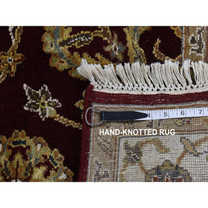 5'1"x7'1" Gray, Hand Knotted Grass Design, Densely Woven Tone on Tone, Soft Pile Wool and Silk, Oriental Rug FWR476004
