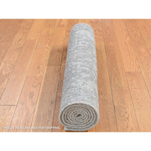 Load image into Gallery viewer, 2&#39;5&quot;x6&#39; Ash Gray, Jacquard Hand Loomed, Broken Cypress Tree Design, Silken, Thick and Plush, Runner Oriental Rug FWR523944