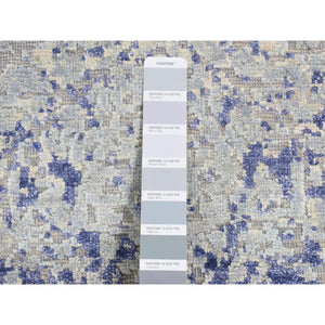 2'5"x6'1" Chrome Gray, Diminishing Cypress Trees with Medallion Design, Silk with Textured Wool, Hand Knotted, Runner Oriental Rug FWR523950