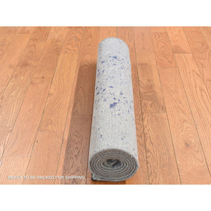 2'5"x6'1" Chrome Gray, Diminishing Cypress Trees with Medallion Design, Silk with Textured Wool, Hand Knotted, Runner Oriental Rug FWR523950
