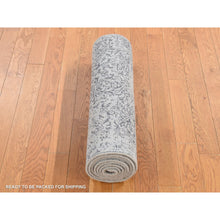 Load image into Gallery viewer, 2&#39;5&quot;x6&#39;1&quot; Agreeable Gray, Fine Jacquard Hand Loomed, Erased Design, Wool and Art Silk, Runner Oriental Rug FWR523968