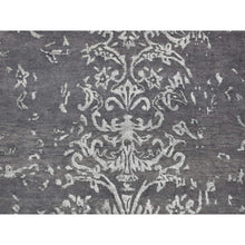 Load image into Gallery viewer, 2&#39;9&quot;x6&#39;9&quot; Arsenic Gray, Broken And Erased Abarasque Design, Wool And Silk, Tone On Tone, Handmade, Runner Oriental Rug FWR523980