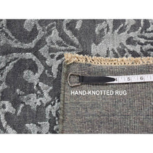 Load image into Gallery viewer, 2&#39;9&quot;x6&#39;9&quot; Arsenic Gray, Broken And Erased Abarasque Design, Wool And Silk, Tone On Tone, Handmade, Runner Oriental Rug FWR523980