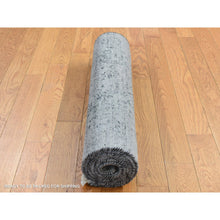 Load image into Gallery viewer, 2&#39;6&quot;x6&#39; Nickel Gray, Broken And Erased With Textured Wool Persian Design, Hand Knotted, Runner Oriental Rug FWR523986