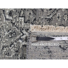 Load image into Gallery viewer, 2&#39;6&quot;x6&#39; Nickel Gray, Broken And Erased With Textured Wool Persian Design, Hand Knotted, Runner Oriental Rug FWR523986