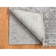 Load image into Gallery viewer, 2&#39;7&quot;x6&#39; Smokey Gray, Hand Knotted, Wool And Pure Silk, Broken And Erased Persian Design, Runner Oriental Rug FWR523998