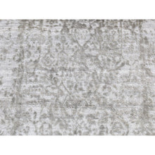 Load image into Gallery viewer, 2&#39;7&quot;x6&#39; Smokey Gray, Hand Knotted, Wool And Pure Silk, Broken And Erased Persian Design, Runner Oriental Rug FWR523998
