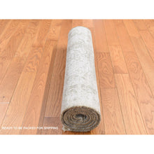 Load image into Gallery viewer, 2&#39;7&quot;x6&#39; Smokey Gray, Hand Knotted, Wool And Pure Silk, Broken And Erased Persian Design, Runner Oriental Rug FWR523998