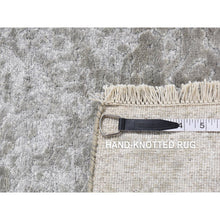Load image into Gallery viewer, 2&#39;7&quot;x6&#39; Smokey Gray, Hand Knotted, Wool And Pure Silk, Broken And Erased Persian Design, Runner Oriental Rug FWR523998
