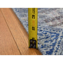 Load image into Gallery viewer, 2&#39;6&quot;x6&#39; Yale Blue, Silk With Textured Wool, Broken And Erased Rosette Design, Hand Knotted, Runner Oriental Rug FWR524022