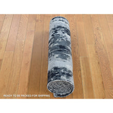 Load image into Gallery viewer, 2&#39;7&quot;x6&#39;2&quot; Olive Black, Hi-Low Pile, Abstract Design, Wool and Silk, Hand Knotted, Runner Oriental Rug FWR524034