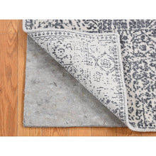 Load image into Gallery viewer, 2&#39;5&quot;x5&#39;10&quot; Granite Black, Hand Loomed, Broken And Erased Mamluk Design, Wool And Art Silk, Runner Oriental Rug FWR524046